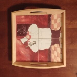 Jennifer Garant "Fat Chef" Wooden Tile Serving Tray